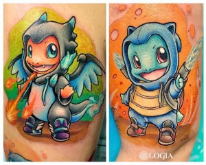 Tatuaje pokemon en la pierna Bortolani